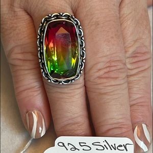 Tri- color Genuine Watermelon  Tourmaline ring